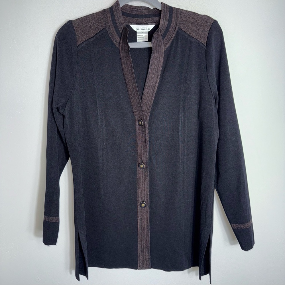 Exclusively Misook Button Front Jacket Blazer-Bla… - image 1